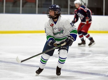 Hawkesbury Hawks Parker Levebvre at in between the blue lines during exhibition play against the Cornwall Colts on Friday September 17, 2021 in Hawkesbury, Ont. Cornwall won 4-2. Robert Lefebvre/Special to the Cornwall Standard-Freeholder/Postmedia Network
