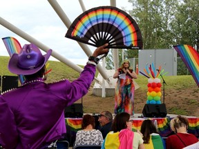 Simma Downe hosts Pride YMM's Pride festival at Shell Place in Fort McMurray on Sunday, September 5, 2021. Laura Beamish/Fort McMurray Today/Postmedia Network