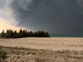 The storm moving in off the lake from the viewpoint of the new housing development in Goderich. Supplied by Hugh Smith