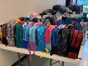 The Salvation Army, Suncoast Citadel in Goderich put together over 400 backpacks with contributed school supplies within to be distributed to families in need throughout Huron County. Submitted
