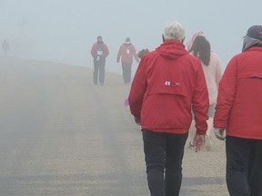 Team M&M, along with family and friends, took to Prairie Oasis Park over the weekend to raise money for the annual Kidney March in honour of Melvine Metzger, a former Hanna resident and family member for many Team M&M members who was a dialysis patient for 12 years. Team M&M photo