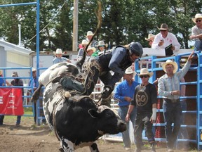 The Hanna Indoor Pro Rodeo is packing it up, and moving to the Hand Hills Lake Stampede Grounds Sept. 25-26 in order to adhear to AHS health regulations. The event will be similar in style to the Hand Hills Lake Stampede with a beer garden, concession and of course, rodeo events. Herald file photo