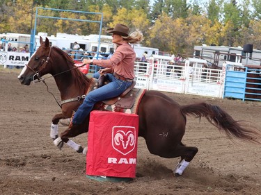 The Ladies Barrel Racing was a big event over the Sept. 25-26 weekend with women from all over Canada and the US competing in the event at the Hanna Indoor Pro Rodeo held at the Hand Hills Lake Stampede Grounds due to COVID-19. Jackie Irwin/Postmedia