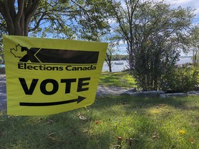 Election day in Kingston saw sunny skies with a high of 24 C on Monday, seen from the voting station at Edith Rankin Memorial United Church in Collins Bay, overlooking the bay.