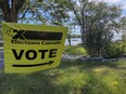 Election day in Kingston saw sunny skies with a high of 24 C on Monday, Sept. 20, 2021, as seen at the voting station at Edith Rankin Memorial United Church in Collins Bay, overlooking the bay. Julia McKay/The Kingston Whig-Standard/Postmedia Network