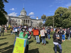 Climate protesters gather in City Park on Friday, Sept. 24, 2021, to demand immediate climate action from all three levels of government. Brigid Goulem/The Kingston Whig-Standard/Postmedia Network