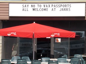 J.A.K.K. Tuesdays Sports Pub in Kingston, seen in a Sept. 30, 2021, file photo, had its liquor licence revoked.
