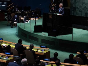 U.S. President Joe Biden addresses the 76th Session of the UN General Assembly on Sept. 21, 2021, in New York.