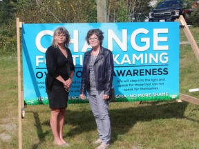 Josee Merrick and Barb Kiely were integral in organizing an International Overdose Awareness day in Kirkland Lake on Tuesday.