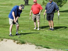 Dave Brown, Pierre Desjardins and Larry McKay took part in this year's KL Gold Miners golf tournament.