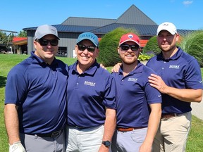 Pictured is the winning team of the Grand Bend and Area Chamber of Commerce's recent annual fundraising golf tournament at Widder Station. From left are the "Lords of the Pin," Mark, Doug, Garrett and Aaron Pedlar.