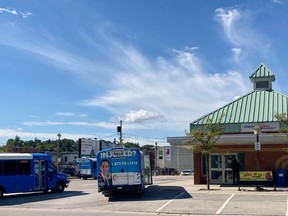 Owen Sound Transit buses arrive at the downtown bus terminal. A city consultant has presented a final report with recommendations on optimizing the transit service. DENIS LANGLOIS