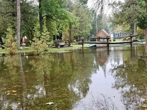 That's some water hazard stretching to the 18th green at the Putt 'n Paddle in Harrison Park in Owen Sound in this Sept. 24, 2021 file photo, taken after a couple of days of heavy rain. (Scott Dunn/The Sun Times/Postmedia Network)