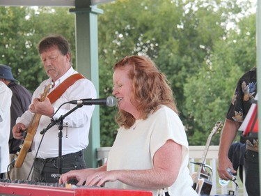 Erin Searson (keyboard) and Dennis Shilke performing at the Mel Gardner Tribute Night held on Sep. 1 at the Riverwalk Amphitheatre in Pembroke.