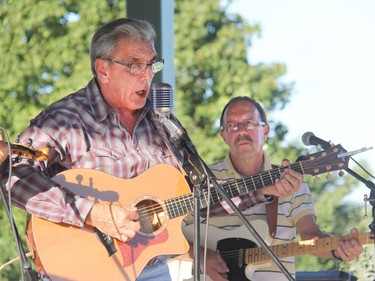 Lyle Green and Gary Stencil performing at the Mel Gardner Tribute Night held at the Riverwalk Amphitheatre in Pembroke.