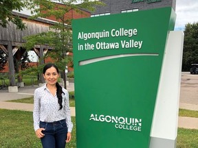 Monica Numpaque is an international student from Colombia who is studying in the Environmental Management and Assessment program at Algonquin College's Pembroke Waterfront Campus.  She is among about 40 international students who are registered at the campus this fall.