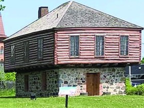 Clergue's blockhouse at its location near the Ermatinger Old Stone House. The building was moved from its former St. Mary's Paper location to its present site in the mid-1990s.