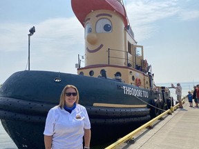 Captain Cait Simpson greeted members of the public who came out to see Theodore Too in Port Dover on Monday. Simpson, who hails from Penetanguishene, is in her first season as captain of the iconic tugboat. SIMCOE REFORMER