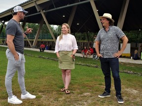 Josh Piro, Mandi Gosling and Gordon Weiske promote the feature-length movie The Prospect at the Bill Barber Complex in Callander. ROCCO FRANGIONE

 ORG XMIT: POS2109011214075186