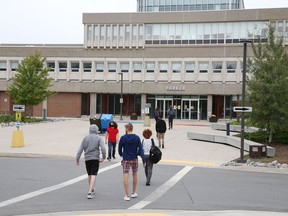 Students arrive for the fall semester at Laurentian University last year.