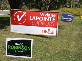 Election signs are popping up around Greater Sudbury, Ont. John Lappa/Sudbury Star/Postmedia Network