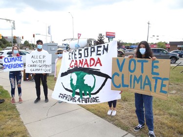Participants take part in a Fridays For Future Greater Sudbury rally in Sudbury, Ont. on Friday September 10, 2021. The theme of the event was "Vote Climate because it is Code Red for humanity." John Lappa/Sudbury Star/Postmedia Network