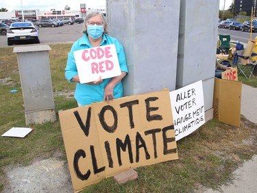 Pat Rogerson participates in a Fridays For Future Greater Sudbury rally in Sudbury, Ont. on Friday September 10, 2021. The theme of the event was "Vote Climate because it is Code Red for humanity." John Lappa/Sudbury Star/Postmedia Network