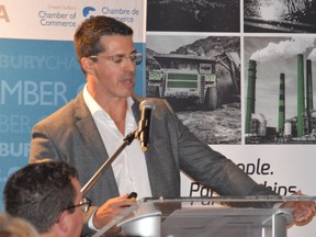 Peter Xavier, vice-president of Sudbury Integrated Nickel Operations (Glencore), addresses the annual general meeting of the Greater Sudbury Chamber of Commerce on Thursday. Jim Moodie/Sudbury Star