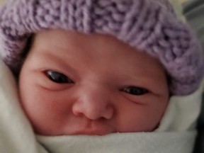 A girl, Victoria, 7 lbs 14 oz, was born to Mr. Lachapelle and Miss Van Den Broek of Hanmer and Garson on April 28.