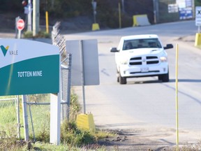 A vehicle exits Vale's Totten Mine in Greater Sudbury, Ont. on Tuesday September 28, 2021. John Lappa/Sudbury Star/Postmedia Network