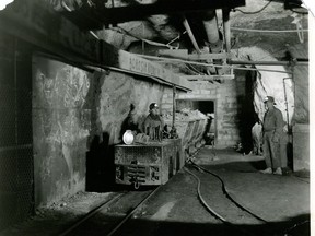 Miners at work underground at the Hollinger Mine (under regular circumstances). A skunk invaded the workplace one morning causing a bit of a showdown – not sure who came out the winner during that confrontation.

Supplied/Timmins Museum