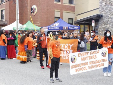 A large crowd gathers outside the Timmins Native Friendship Centre before the start of the annual Orange Shirt Day walk. 

RICHA BHOSALE/The Daily Press