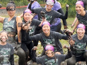Team Unlimited from London powered through the Mud Girl event at Gopher Dunes, south of Courtland, on Saturday. (Chris Abbott/Norfolk and Tillsonburg News)