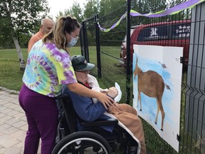 One of the games that the residents were able to participate in was pin the tail on the donkey.