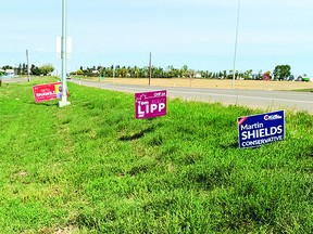 Election signs along Highway 23.