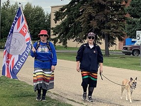 Karen Aberle was joined by Megan Patterson for the Leduce to Millet leg of the Treaty Walk Aberle began in northern Alberta.