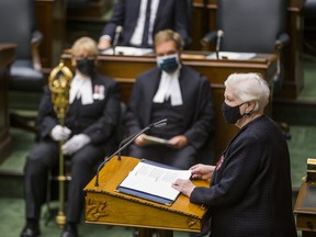 Ontario Lt.-Gov.Elizabeth Dowdeswell delivers the Speech from the Throne Monday at Queen's Park. Ernest Doroszuk/Postmedia