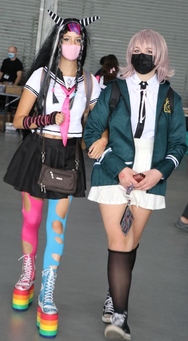 Vivianne Laderoute, as Ibuki Mioda from Danganronpa, and Sadie White, as Chiaki Nanami from Danganronpa, at Steel City NerdCon at Canadian Bushplane Heritage Centre on Saturday, Oct. 2, 2021 in Sault Ste. Marie, Ont. (BRIAN KELLY/THE SAULT STAR/POSTMEDIA NETWORK)