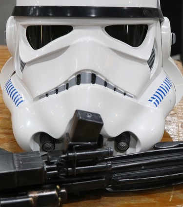 Brian Tremblay's stormtrooper costume from Star Wars at Steel City NerdCon at Canadian Bushplane Heritage Centre on Saturday, Oct. 2, 2021 in Sault Ste. Marie, Ont. (BRIAN KELLY/THE SAULT STAR/POSTMEDIA NETWORK)