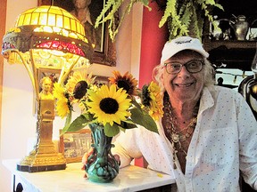 Awesome age elder, legendary writer-columnist and world historian are just a few of his numerous attributes. Much appreciated local resident Don Pelechaty of Portage la Prairie’s famed Island Park loves music, nature trails, animals, trees, gardens and flowers such as fresh cut ornamental sunflowers in a vase. (Ted Meseyton)