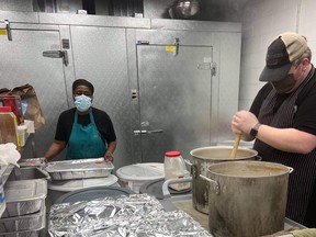 Staff and volunteers at the Gathering Place served more than 275 Thanksgiving meals, Monday. The number of people looking for a hot meal has risen steadily over the last several months. Jennifer Hamilton-McCharles/The Nugget