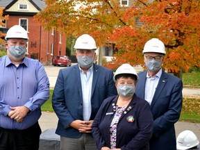 Ontario Energy Minister Todd Smith joined Perth-Wellington MPP Randy Pettapiece, Perth East Mayor Rhonda Ehgoetz and Enbridge energy services vice-president Jim Redford in Milverton Wednesday morning to announce nearly $815,000 in funding to support 44 new natural-gas connections for residences, businesses and farms in the Perth East village of Brunner. Galen Simmons/The Beacon Herald/Postmedia Network