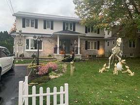 Ryan Currie and his family are turning a negative into a positive by using the Halloween display on their front lawn at 120 Campbell Ave. to raise donations for the North Bay Food Bank and All Heart Pet Rescue. Jennifer Hamilton-McCharles/The Nugget