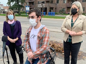 Jake Causley-Wilkins shares his story about his challenges getting the health care service he needs as Opposition NDP Leader Andrea Horwath promises better health care access and support for professionals, if elected next June.   Elaine Della-Mattia