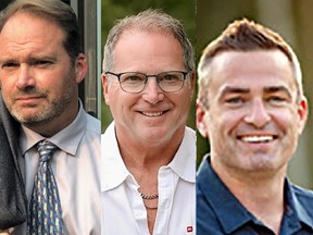 Candidates (l-r) John Burrows, Alan Deane and Jeremy Wilhelm are unofficially elected to represent Whitecourt West, Whitecourt Central and Whitecourt East, respectively.