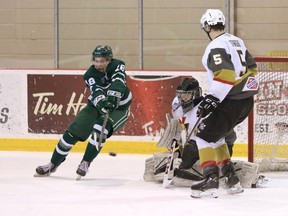 The Sherwood Park Crusaders split a pair of games over the weekend in their return to home ice. Photo courtesy Target Photography