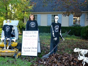 With the exception of a few special displays on Melissa McKerlie's front lawn on Vivian Line in Stratford, the Skeletons of Vivian Line hit the road Tuesday for 13 days of skeleton fun in the leadup to Halloween. Fans of the skeletons will be able to follow their antics online and via The Skeletons of Vivian Line Facebook and Instagram pages. (Galen Simmons/The Beacon Herald)