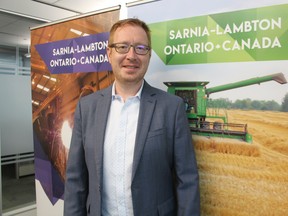 CEO Stephen Thompson is shown at the Sarnia-Lambton Economic Partnership's office in Sarnia. Paul Morden/Postmedia