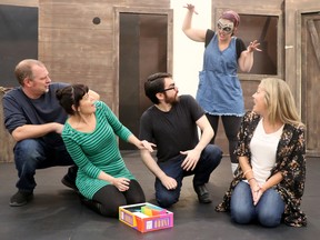 Rehearsal of Algoma Repertory Theatre's production of Evil Dead: The Musical on Wednesday, Oct. 13, 2021 in Sault Ste. Marie, Ont. Rob Speers, Christina Speers, Stephen Gagnon-Ruscio, Megan Wigmore and Christina Foster. (BRIAN KELLY/THE SAULT STAR/POSTMEDIA NETWORK)