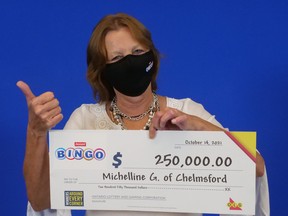 Michelline Giguere of Chelmsford won $250,000 playing Instant Bingo Multiplier. OLG